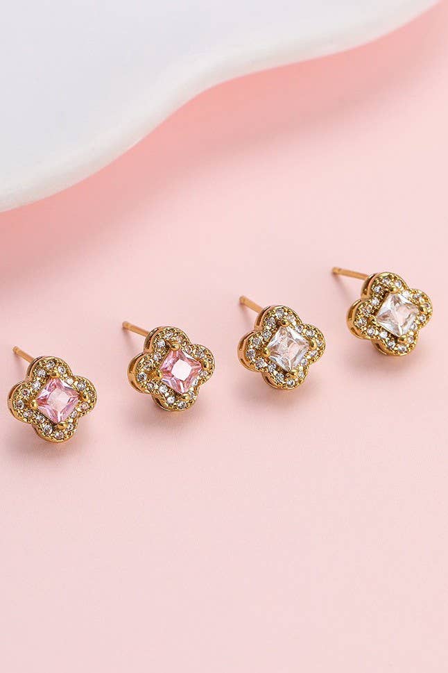 Clover Halo Stud Earrings