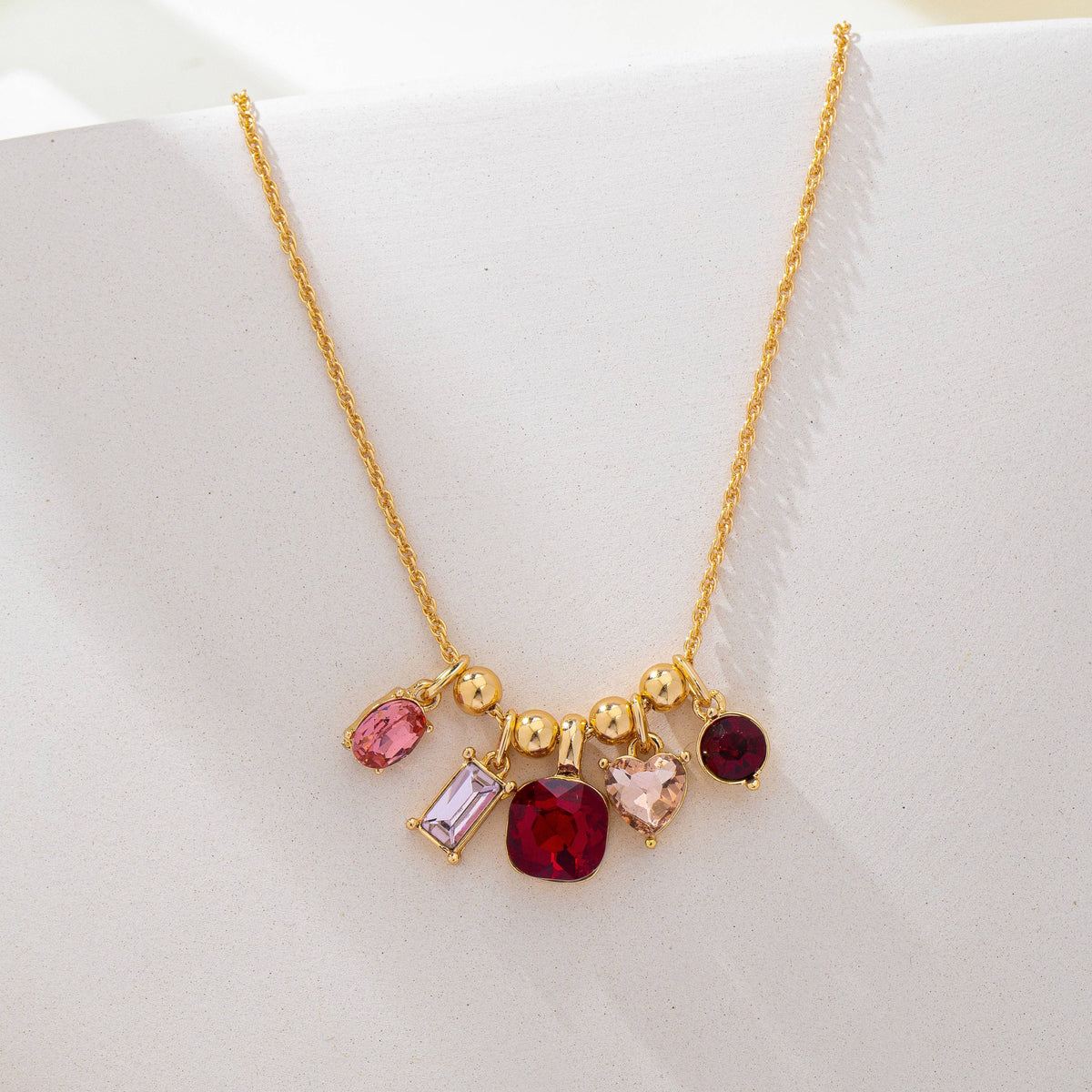 Multicolor Crystal Cluster Charm Pendant Necklace