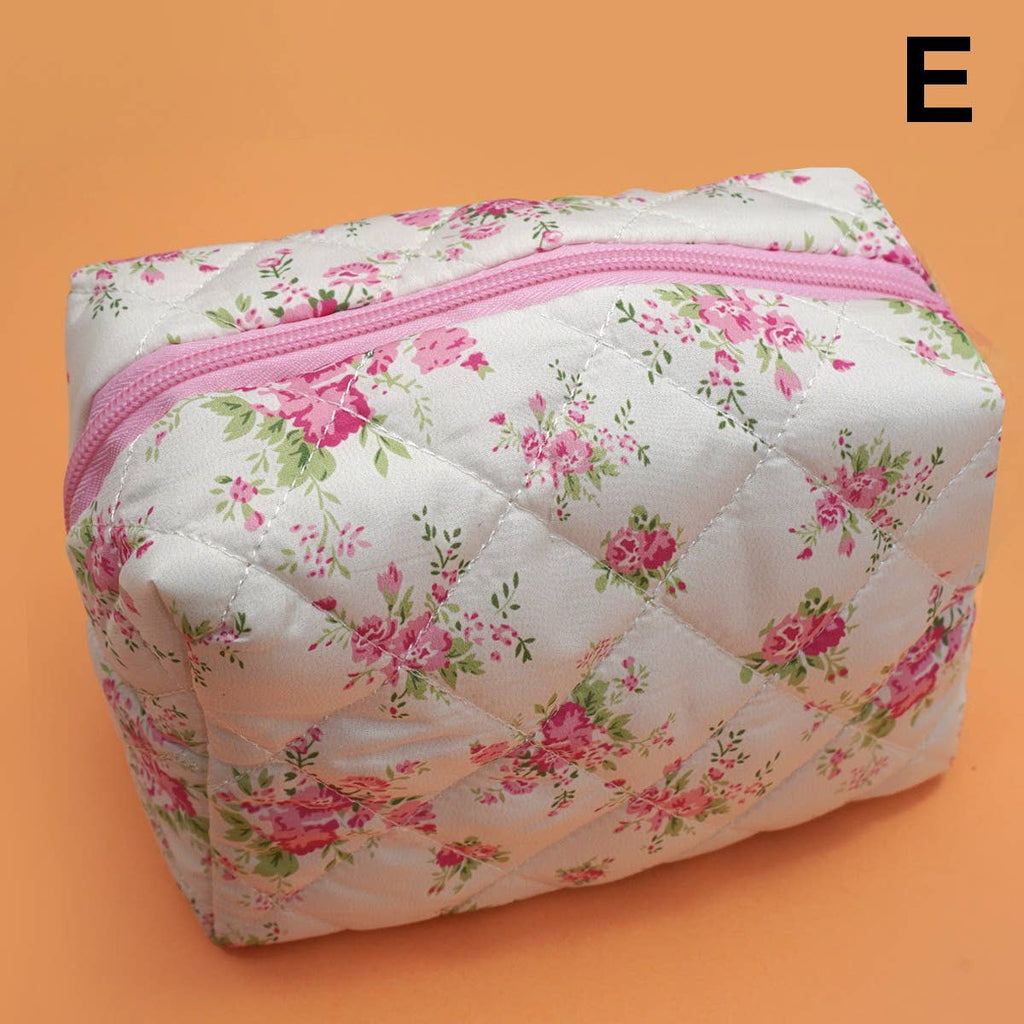 FLORAL TOILE PATTERN MAKEUP COSMETIC POUCH BAG