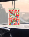 Strawberry quilt car fresheners, spring felt freshie