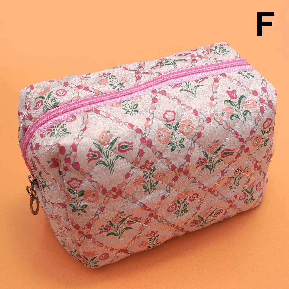 FLORAL TOILE PATTERN MAKEUP COSMETIC POUCH BAG