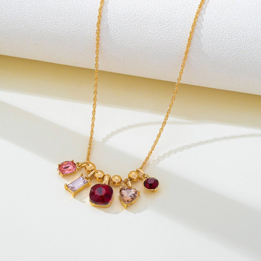 Multicolor Crystal Cluster Charm Pendant Necklace