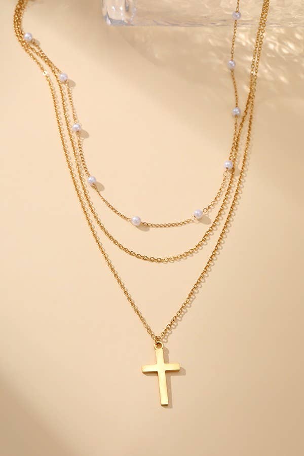 18K STAINLESS STEEL TARNISH FREE CROSS NECKLACE