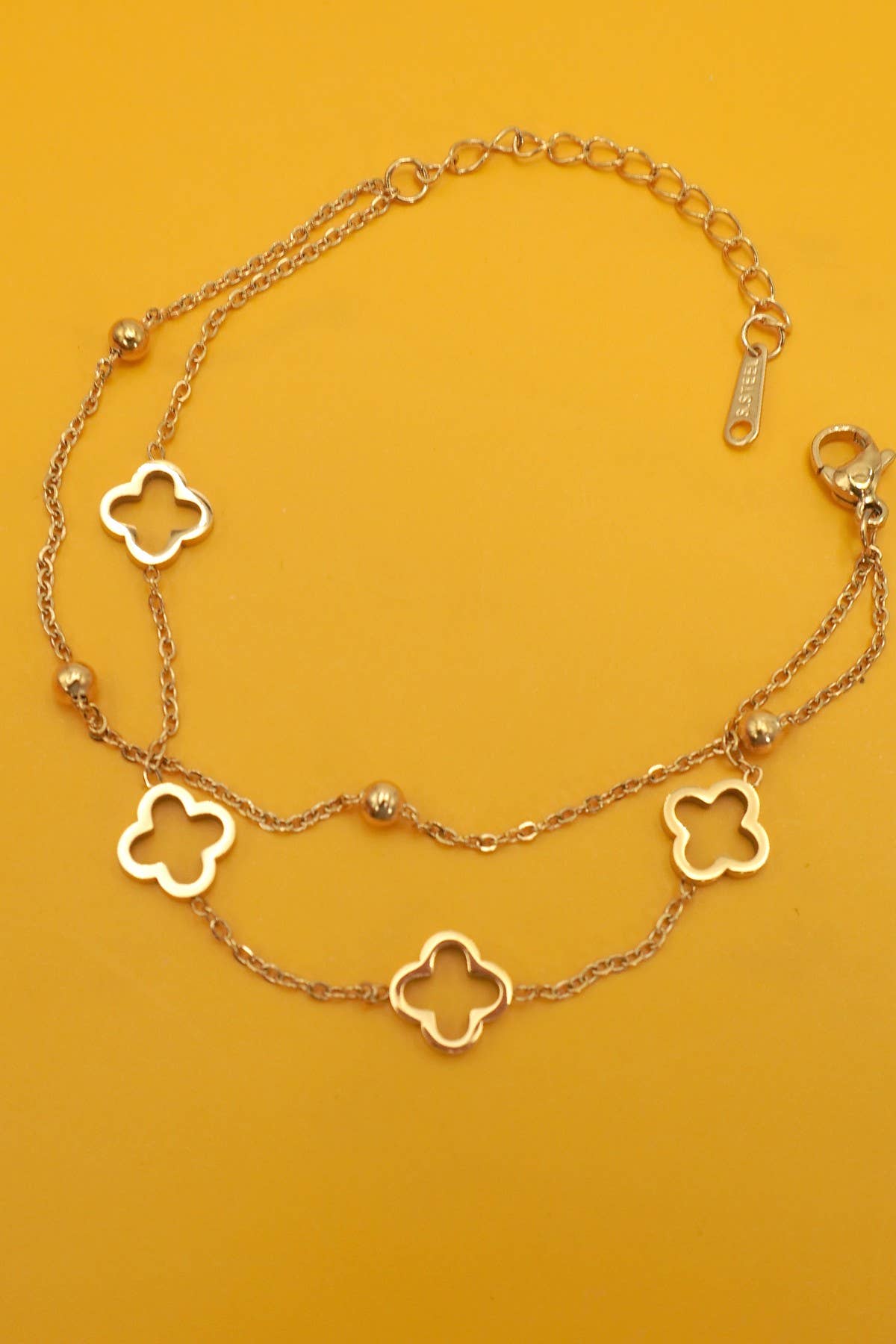 18K STAINLESS STEEL TARNISH FREE CLOVER BRACELET