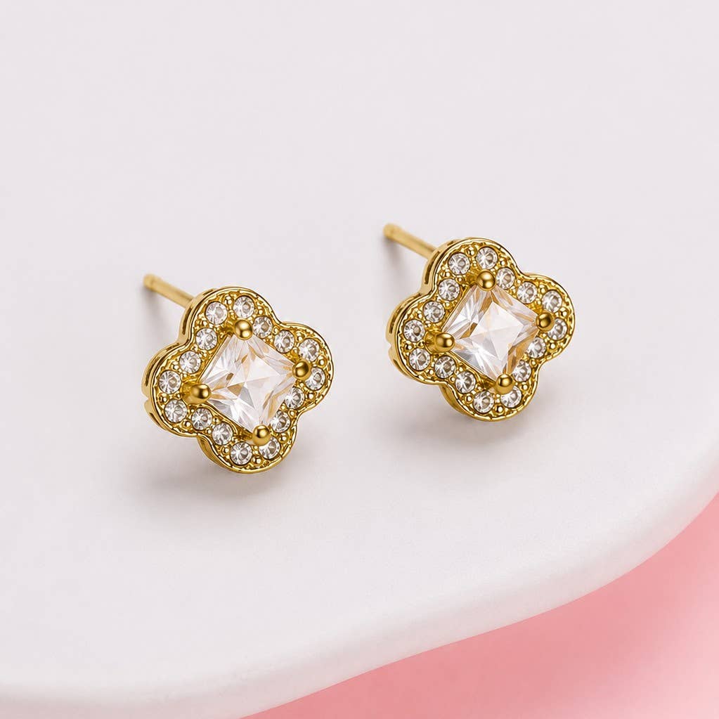Clover Halo Stud Earrings