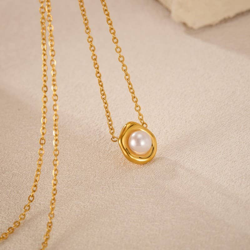 18K STAINLESS STEEL TARNISH FREE PEARL NECKLACE