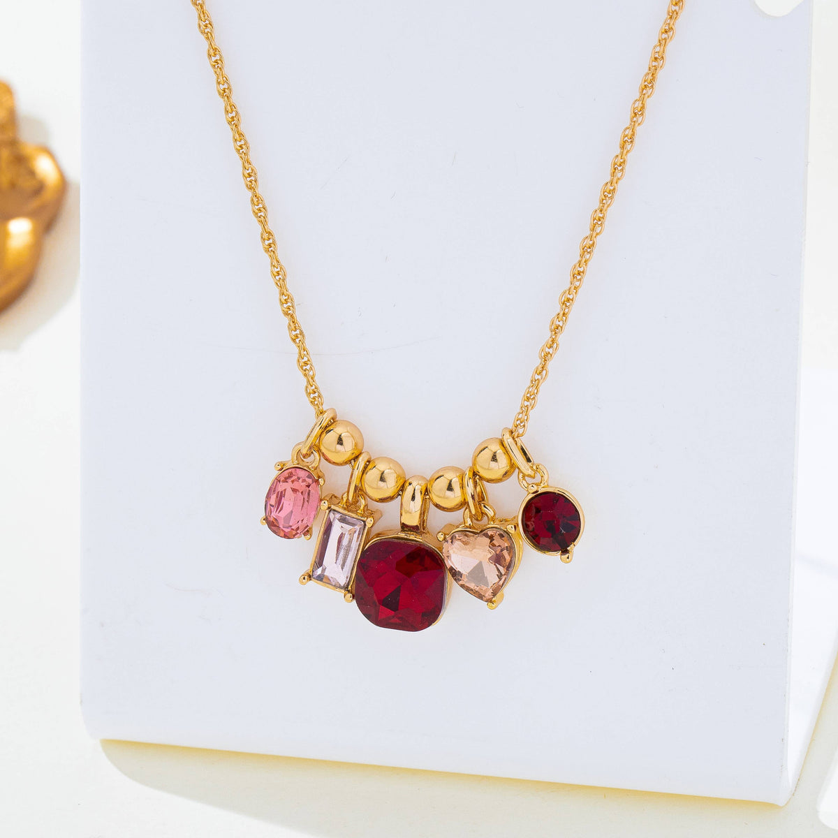 Multicolor Crystal Cluster Charm Pendant Necklace