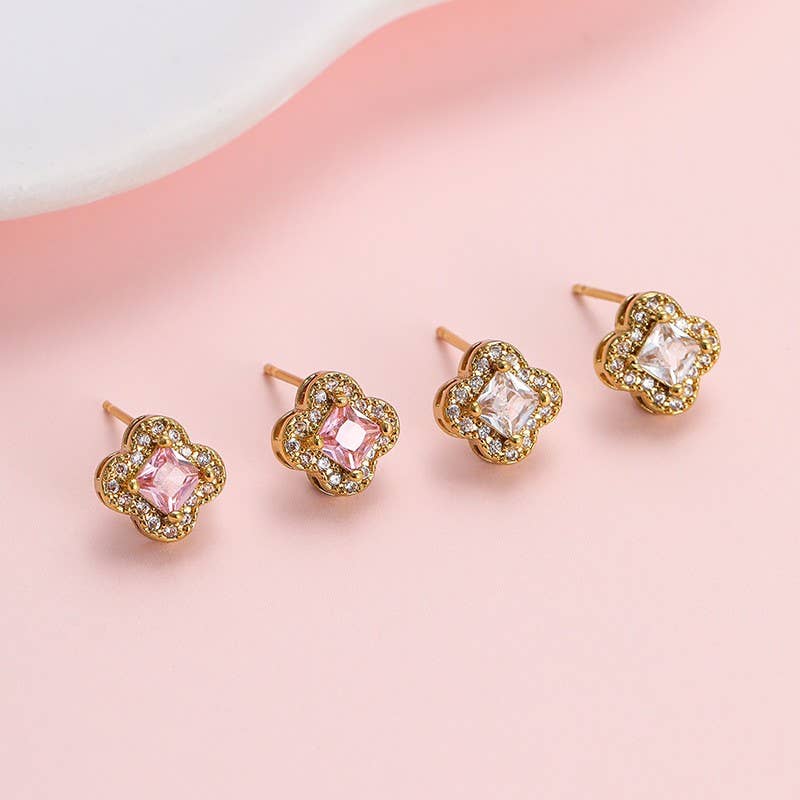 Clover Halo Stud Earrings