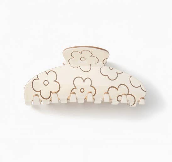 High-Shine Floral Embossed Hair Claw Clip