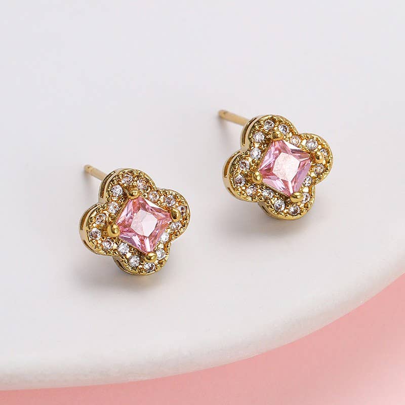 Clover Halo Stud Earrings