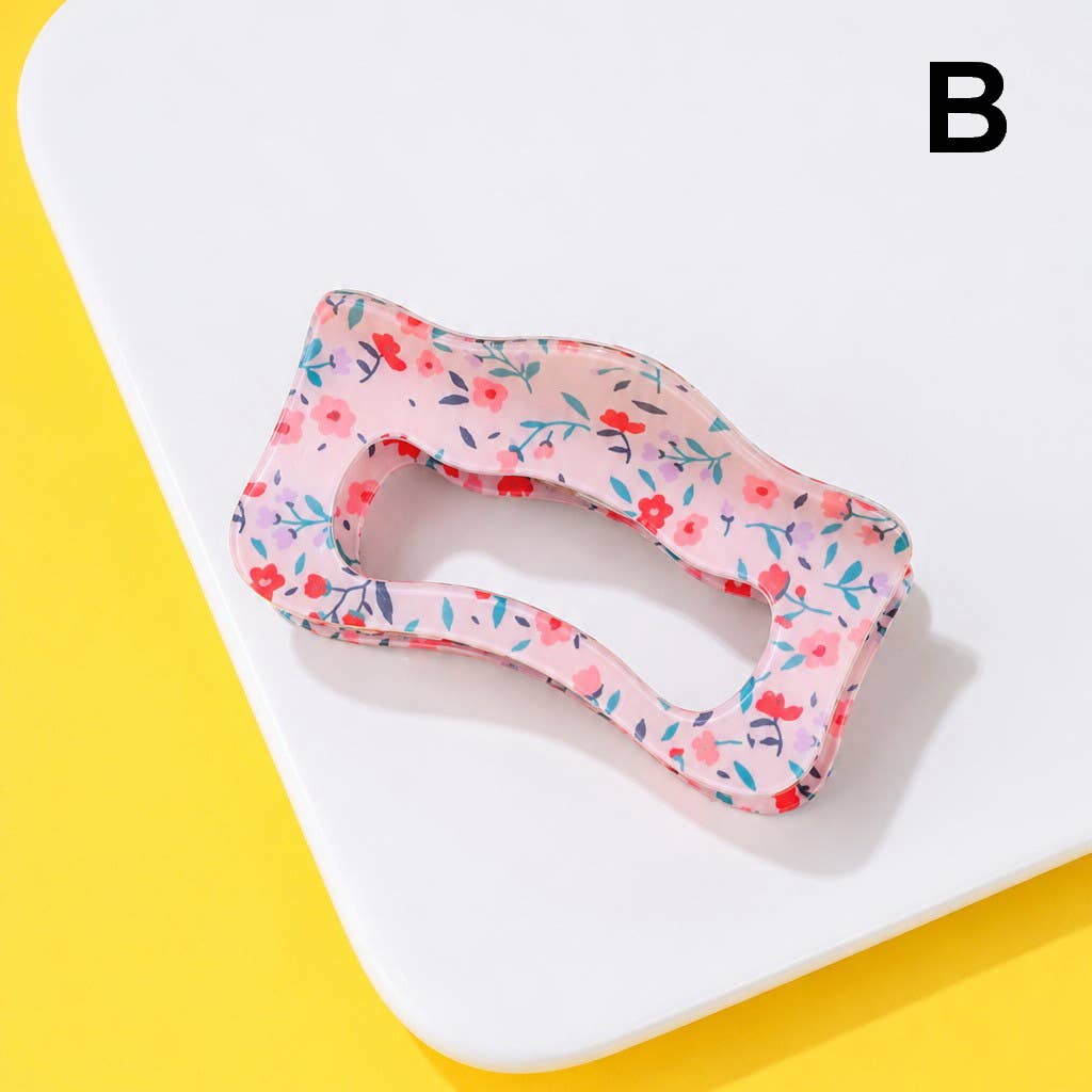 Floral Waivy Silhouette Hair Claw Clip