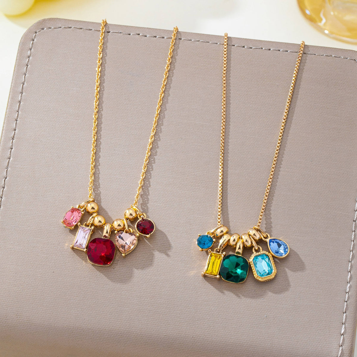 Multicolor Crystal Cluster Charm Pendant Necklace