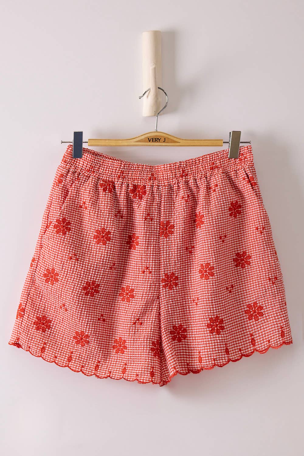 Red Floral Front Tie Blouse & Shorts Set