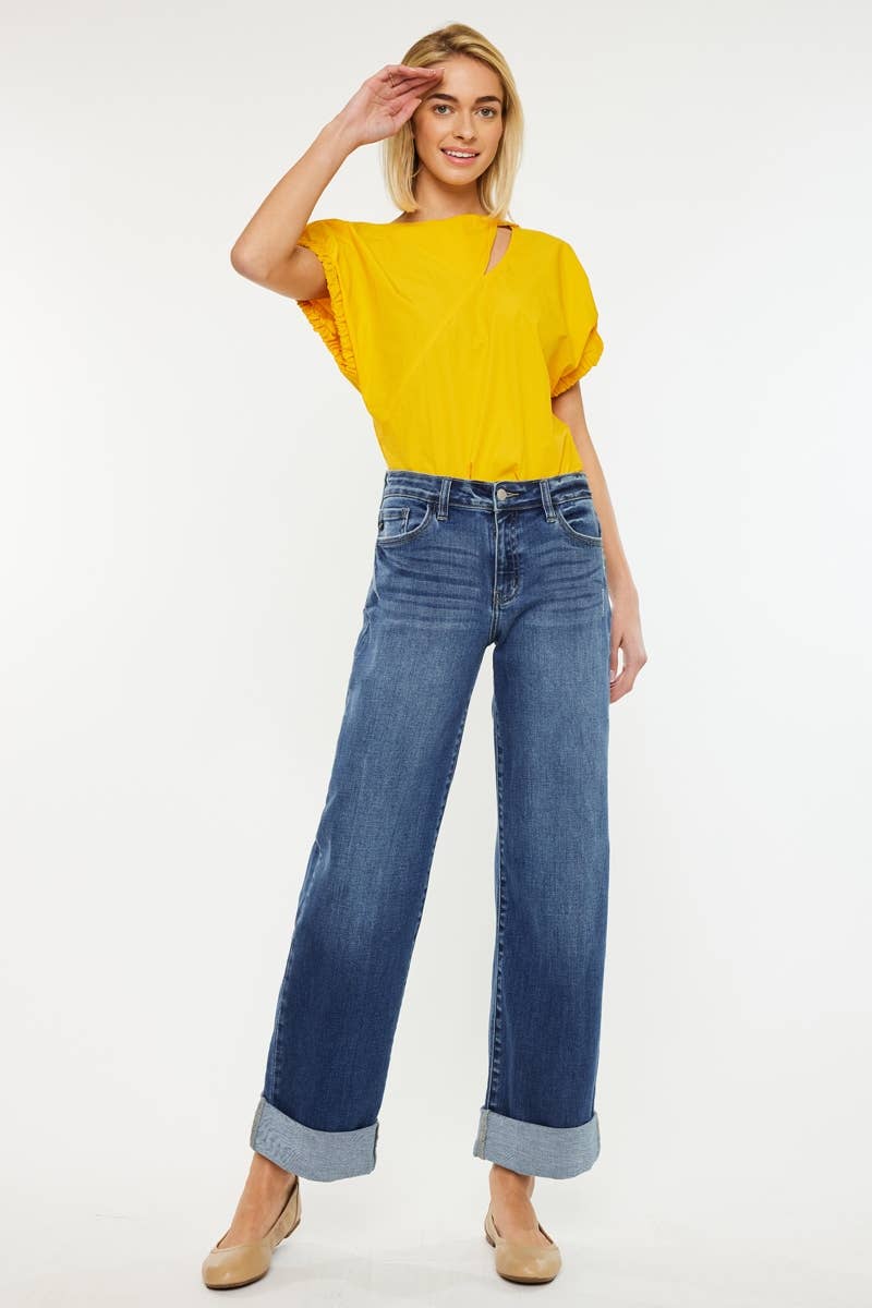 KanKan Crater High Rise Wide Leg Jeans