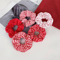 Polka Dot Gingham Checker Floral Scrunchie Set Of 5