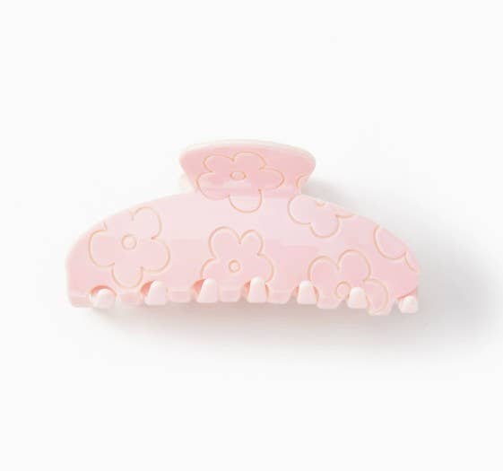 High-Shine Floral Embossed Hair Claw Clip