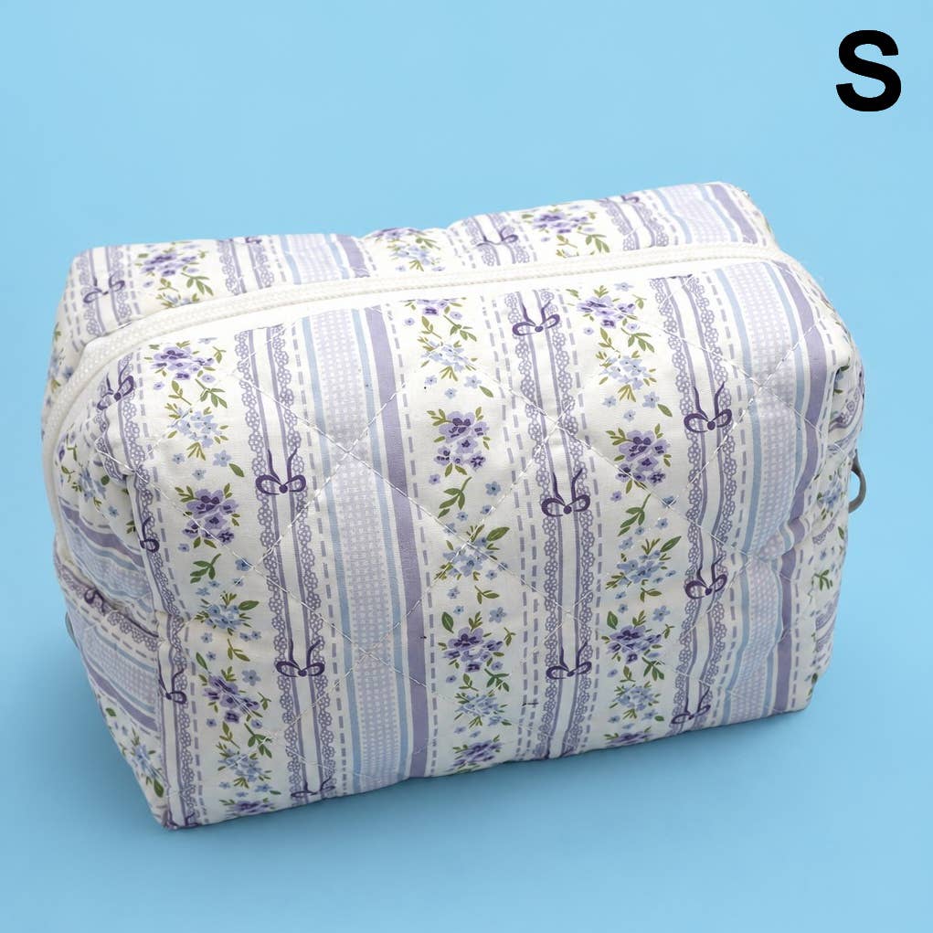 FLORAL TOILE PATTERN MAKEUP COSMETIC POUCH BAG