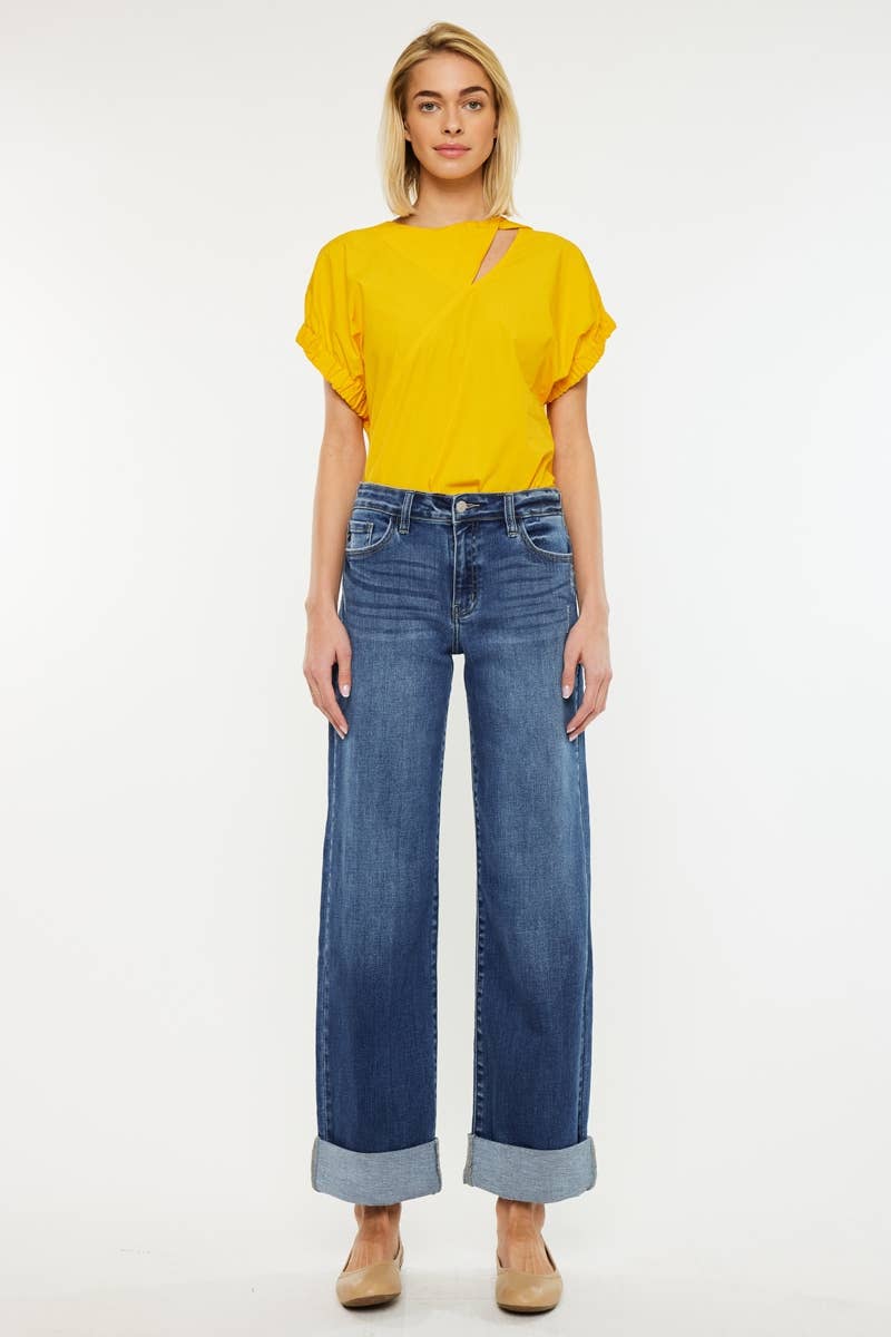 KanKan Crater High Rise Wide Leg Jeans