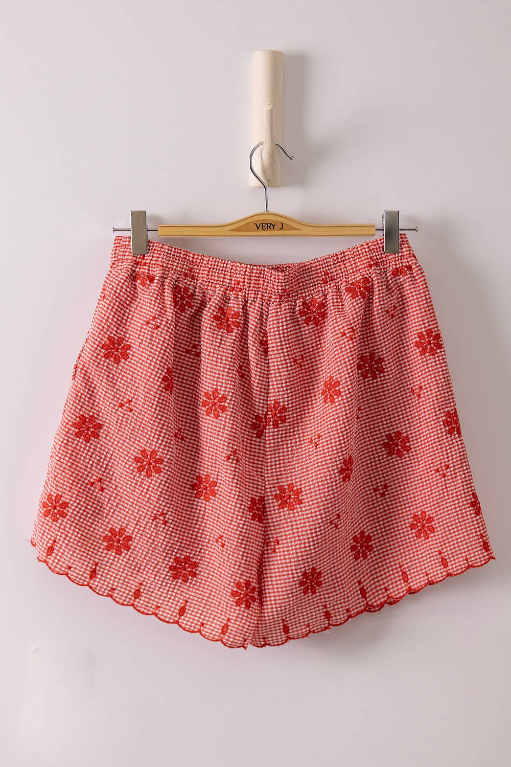 Red Floral Front Tie Blouse & Shorts Set