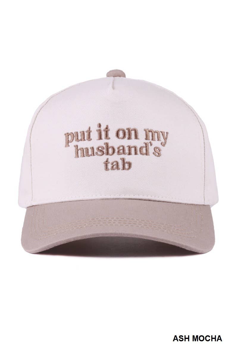 Put It On My Husband's Tab Two-tone Canvas Cotton Cap