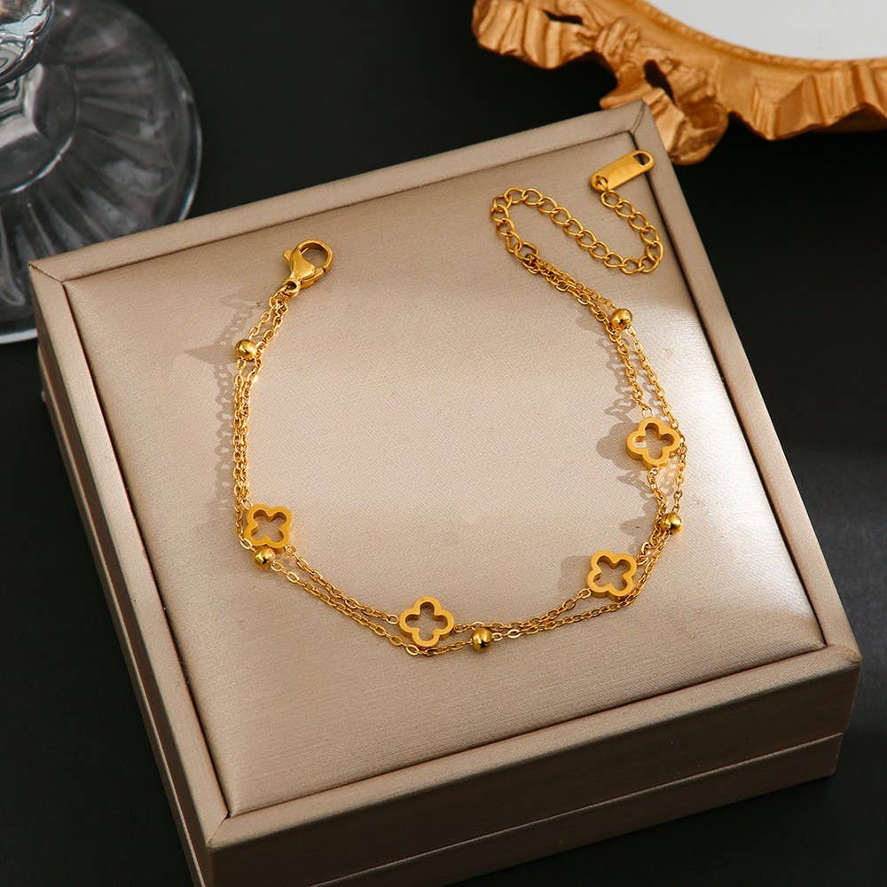 18K STAINLESS STEEL TARNISH FREE CLOVER BRACELET