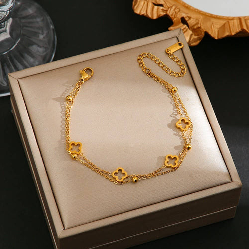 18K STAINLESS STEEL TARNISH FREE CLOVER BRACELET