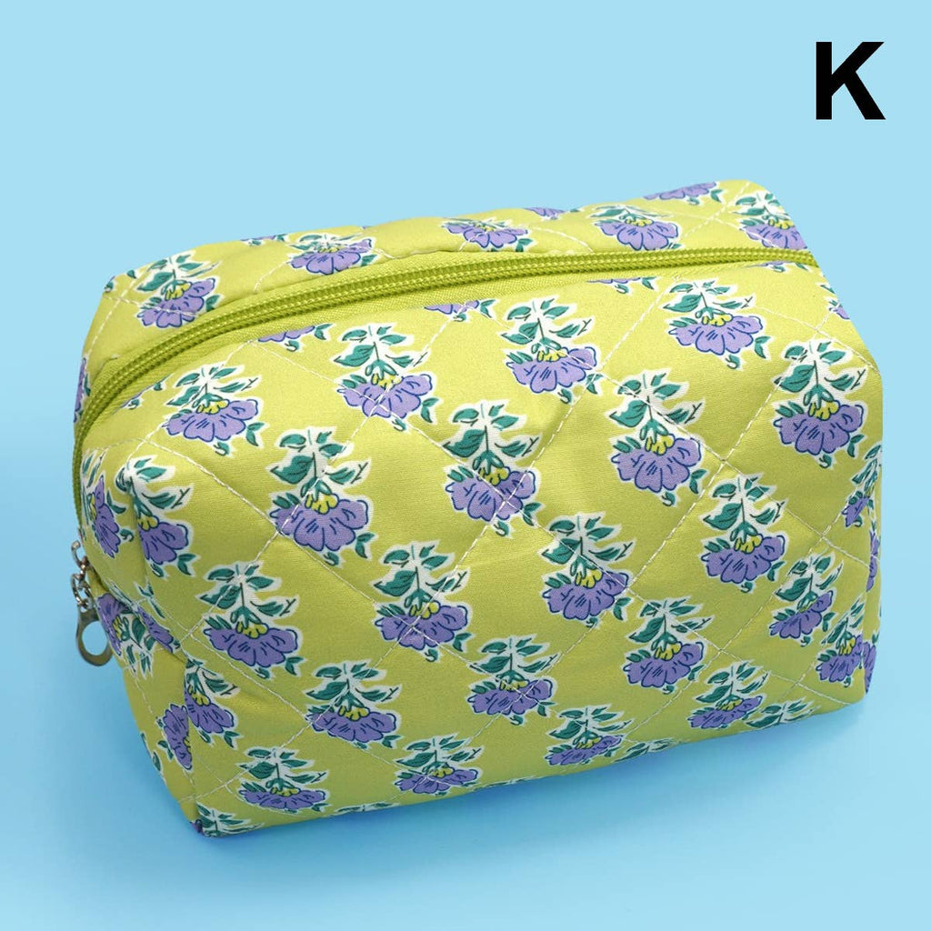 FLORAL TOILE PATTERN MAKEUP COSMETIC POUCH BAG