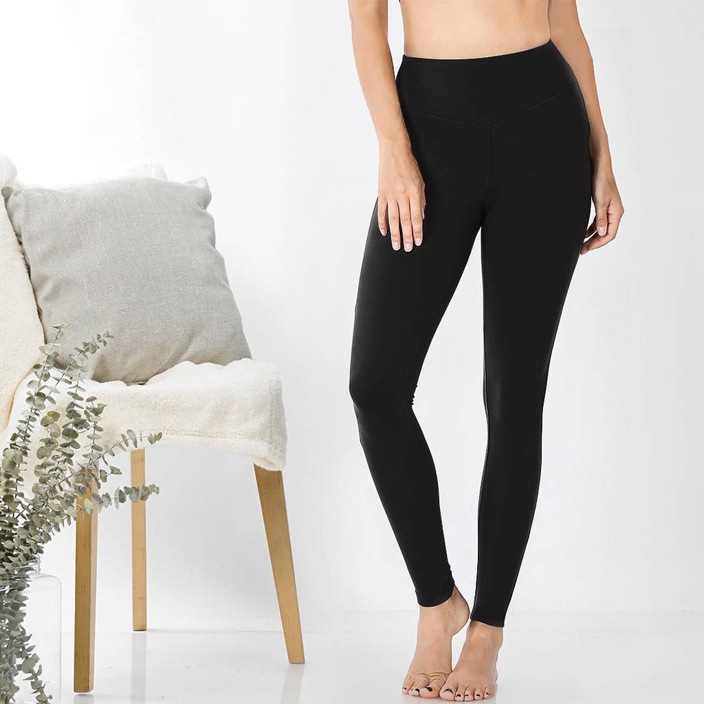 `Microfiber Wide Waistband Leggings Zenana