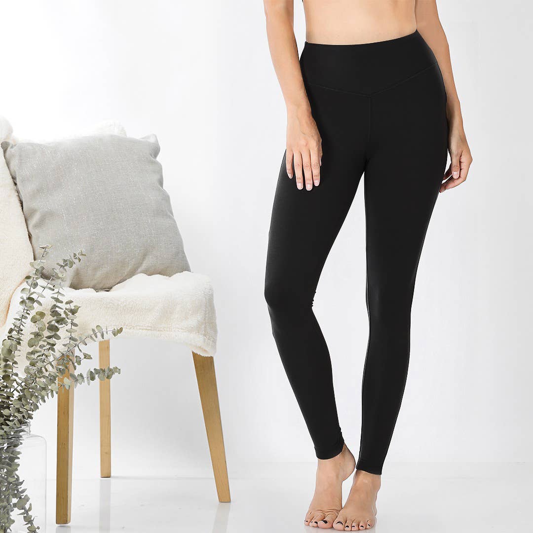`Microfiber Wide Waistband Leggings Zenana