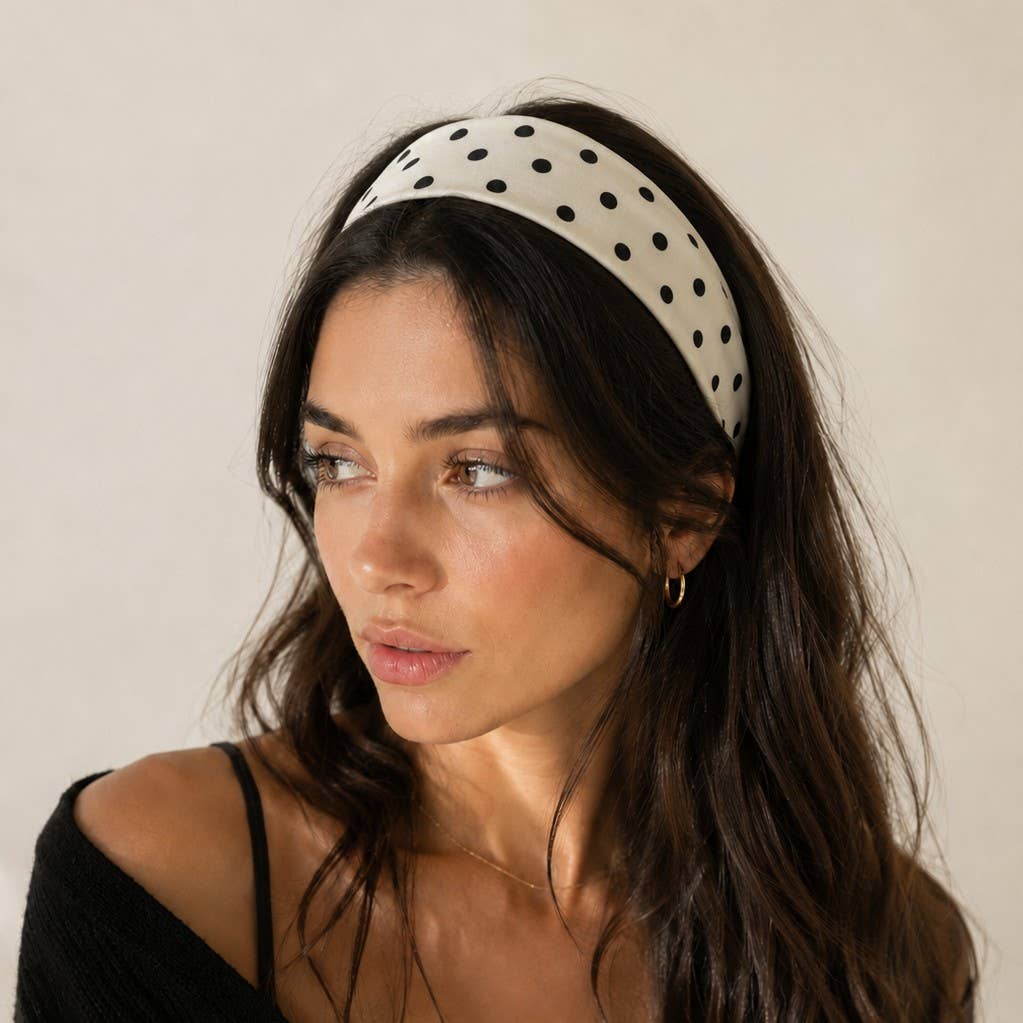 Red Gingham & Black Polka Dot Headband Set