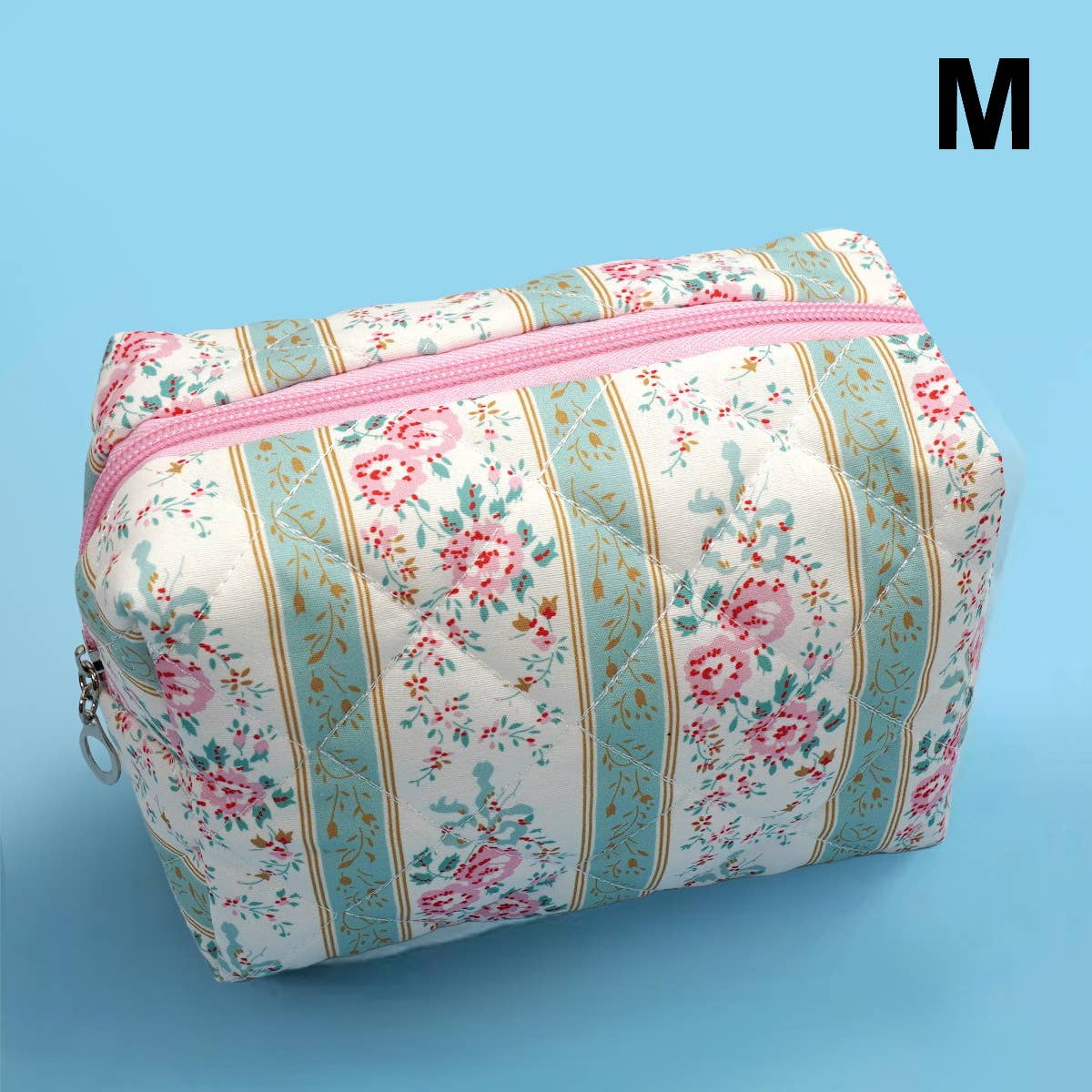 FLORAL TOILE PATTERN MAKEUP COSMETIC POUCH BAG