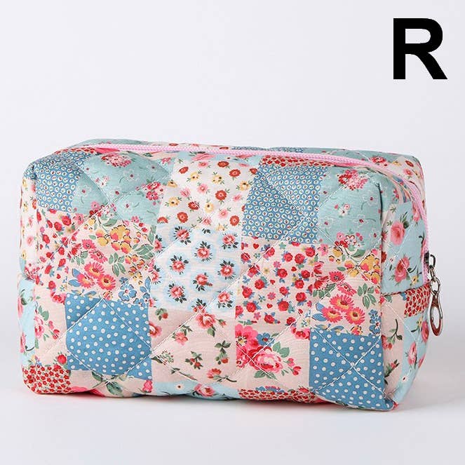 FLORAL TOILE PATTERN MAKEUP COSMETIC POUCH BAG