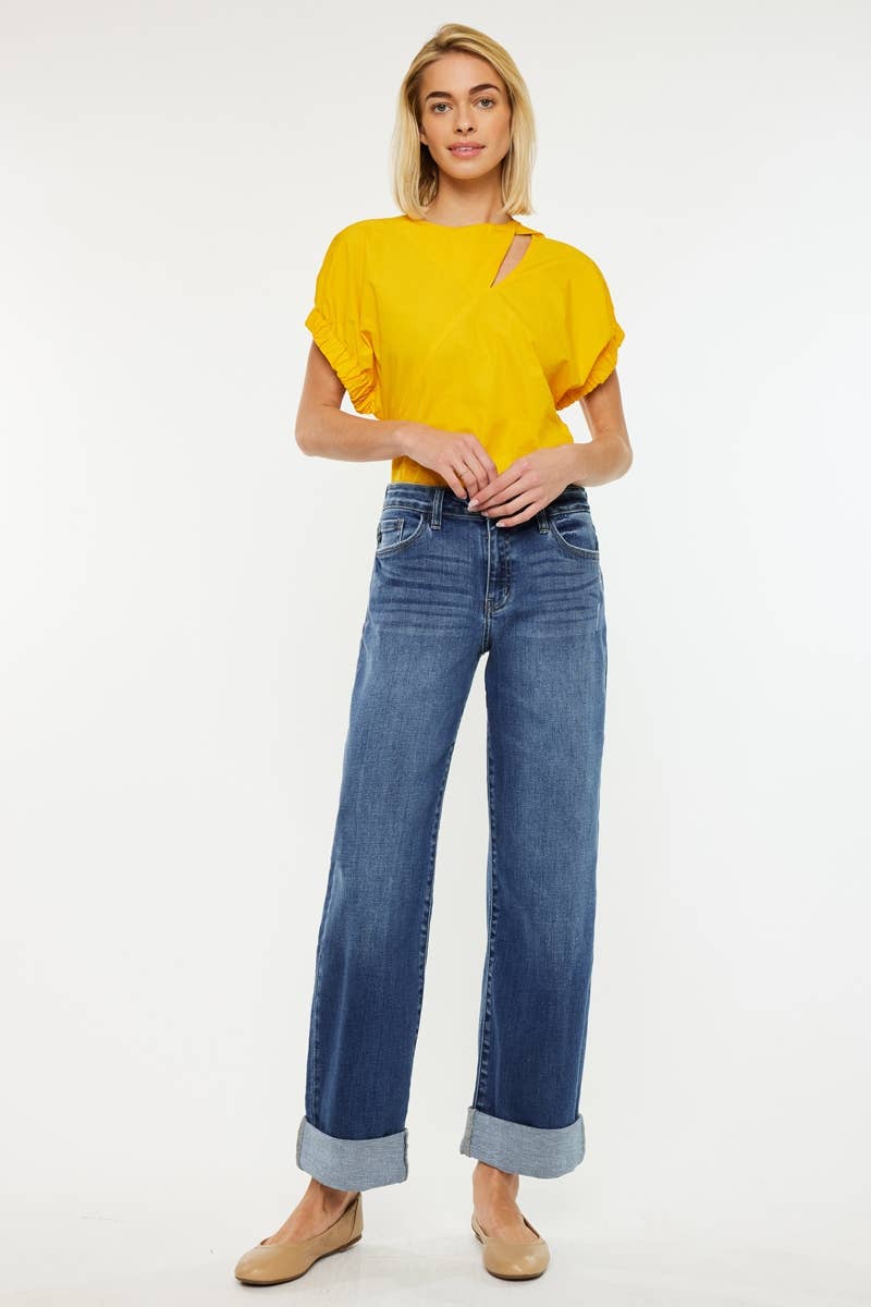 KanKan Crater High Rise Wide Leg Jeans