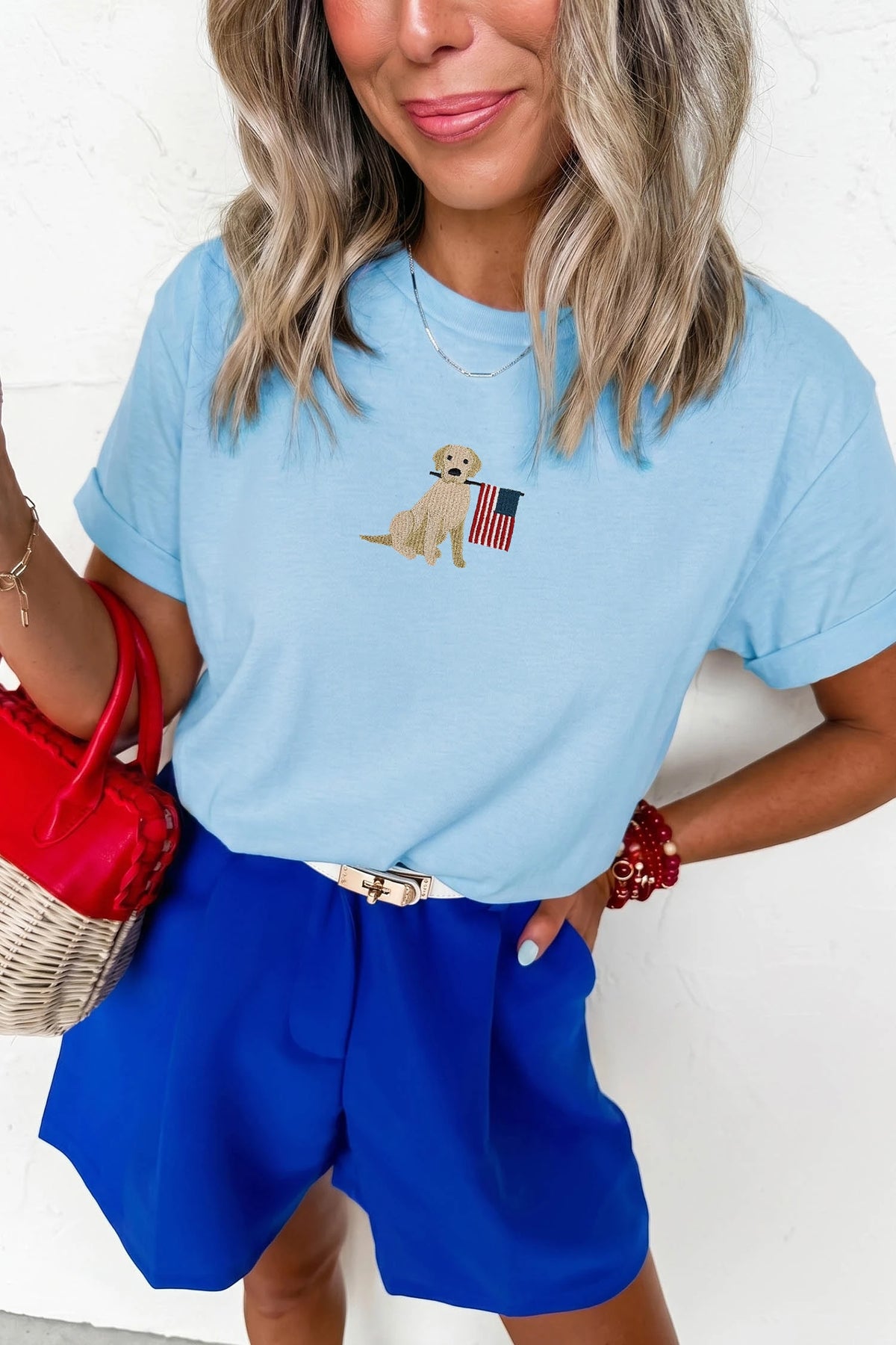 Baby Blue Embroidered Tee