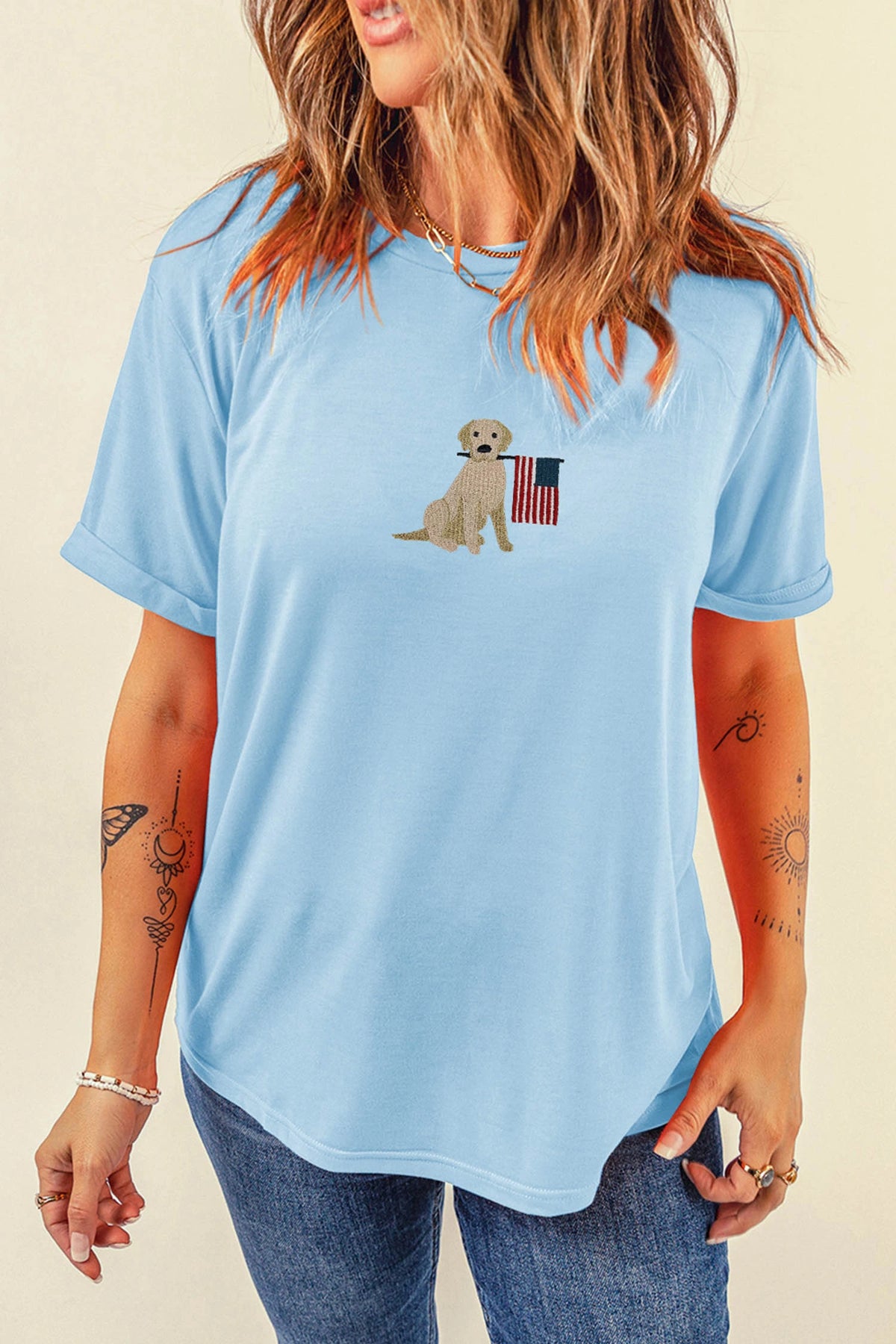 Baby Blue Embroidered Tee