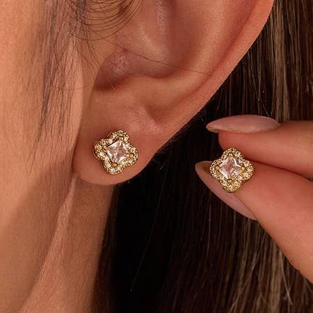 Clover Halo Stud Earrings