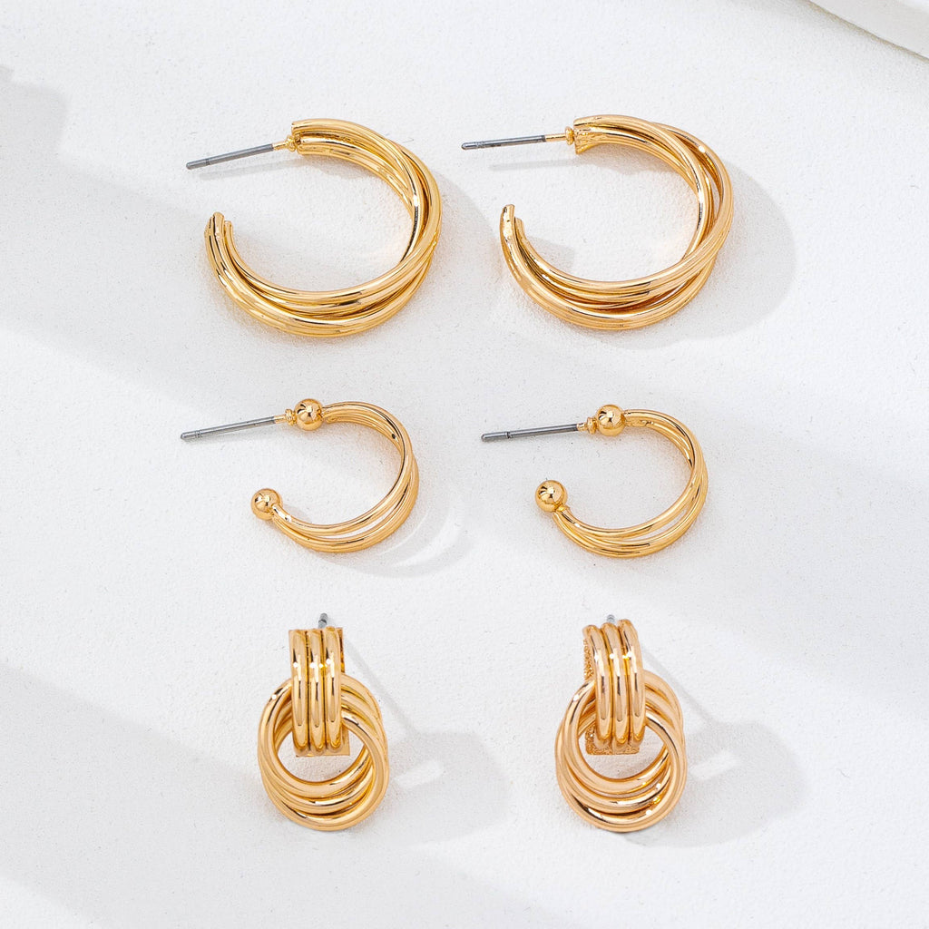 Curated Multi-Line Hoop Earring Set