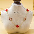 Four Leaf Enamel & Crystal Charm Necklace | 80N93247