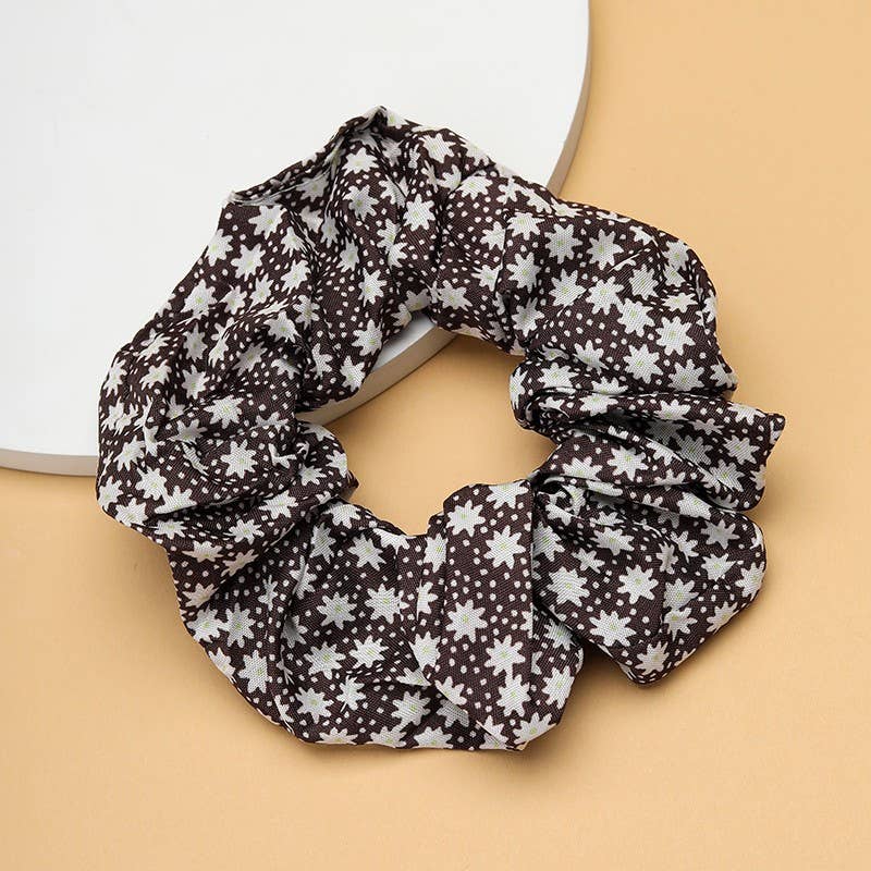Polka Dot Gingham Checker Floral Scrunchie Set Of 5