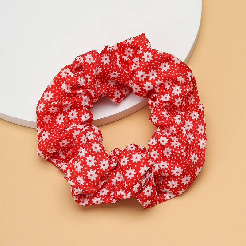 Polka Dot Gingham Checker Floral Scrunchie Set Of 5
