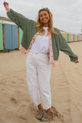 Watermelon Striped Button-Up Cardigan