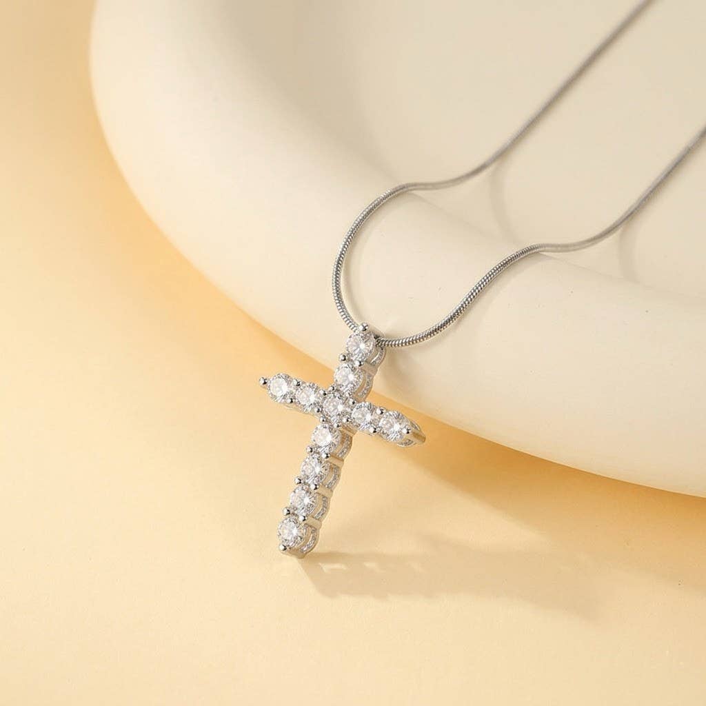 18K STAINLESS STEEL TARNISH FREE CROSS NECKLACE