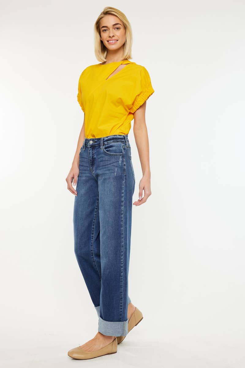 KanKan Crater High Rise Wide Leg Jeans