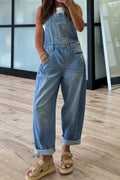Dusk Blue Barrel Leg Denim Overalls
