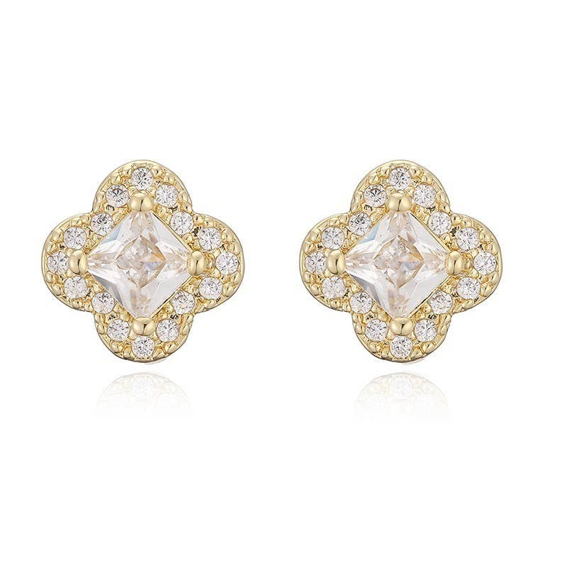 Clover Halo Stud Earrings