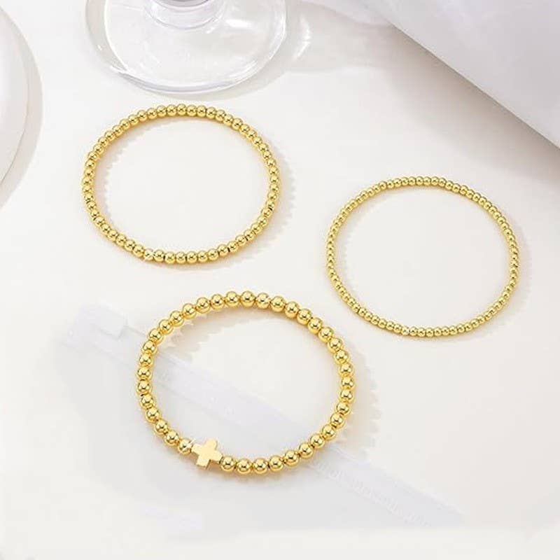 CROSS MULTILAYER BALL CHAIN BRACELET
