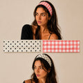 Red Gingham & Black Polka Dot Headband Set