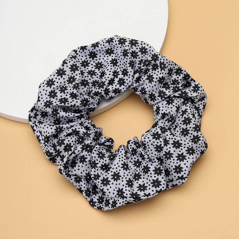 Polka Dot Gingham Checker Floral Scrunchie Set Of 5