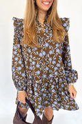 Brown Fall Florals Dress
