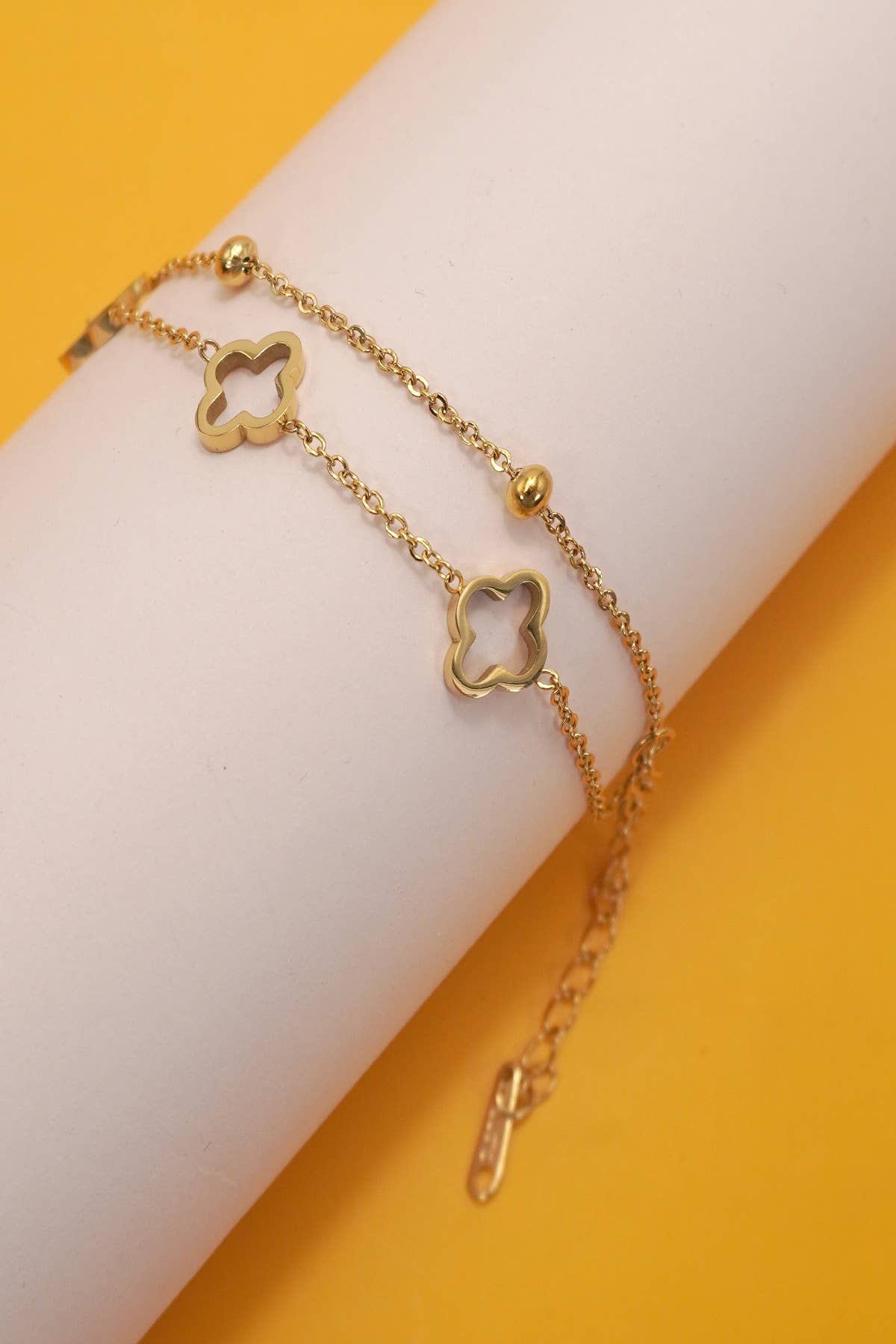 18K STAINLESS STEEL TARNISH FREE CLOVER BRACELET